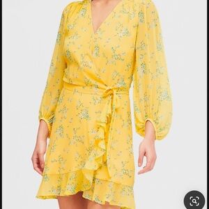 Banana Republic Yellow Floral Dress 20 TALL